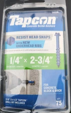 (75-Pack) Tapcon 1/4-in x 2-3/4-in Concrete Screws Anchors, 24330