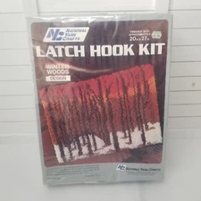 Vintage National Yarn Crafts Winter Woods Trees 20" x 27" Latch Hook Kit R112