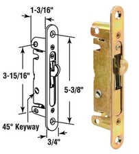 Sliding Glass Patio Door Mortise Latch with 45 Degree Keyway