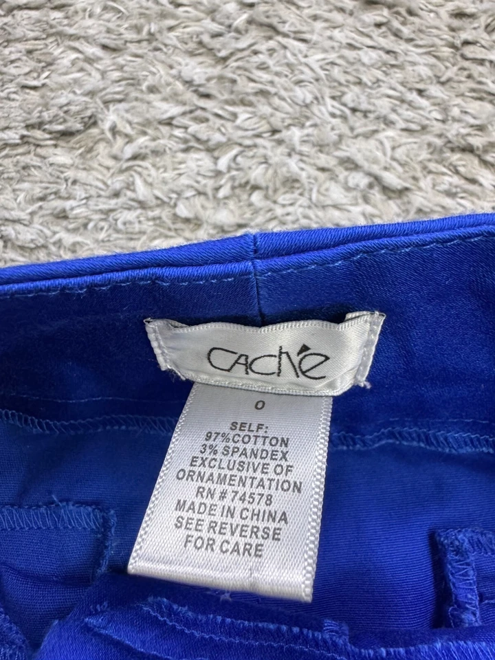 Pantalones Cortos Cache Mujer 0 Azul Real Elastizados Tiro Alto Informales Chinos Foto 3 de 4