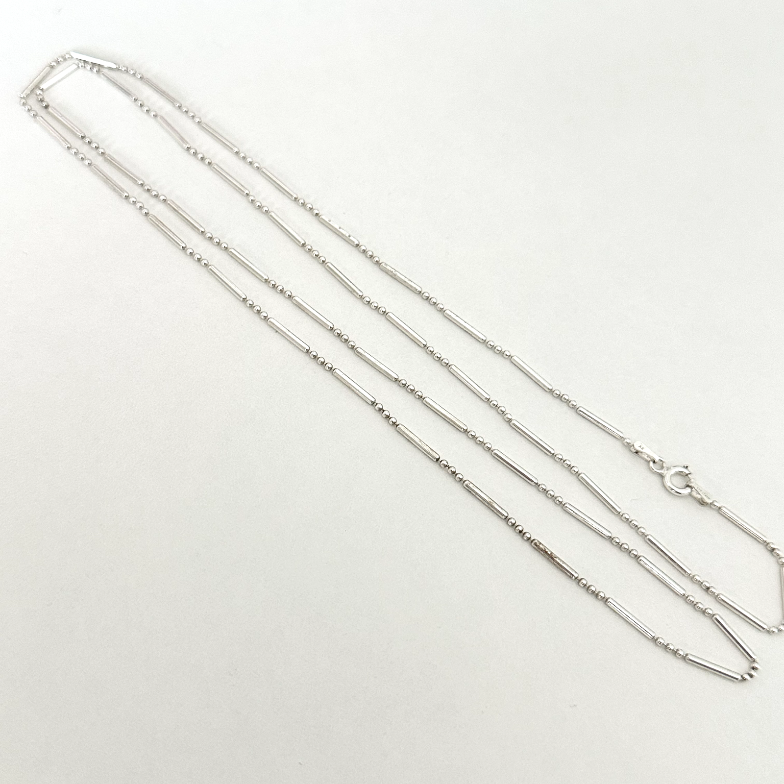 925 Italian Sterling Silver Bead Ball Bar Chain Long Link Necklace 30