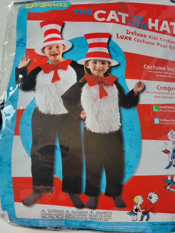 Talla Pequeña 4-6 Gato en el Sombrero De Lujo Niños Disfraz de Halloween Dr Seuss por Elope Foto 3 de 4
