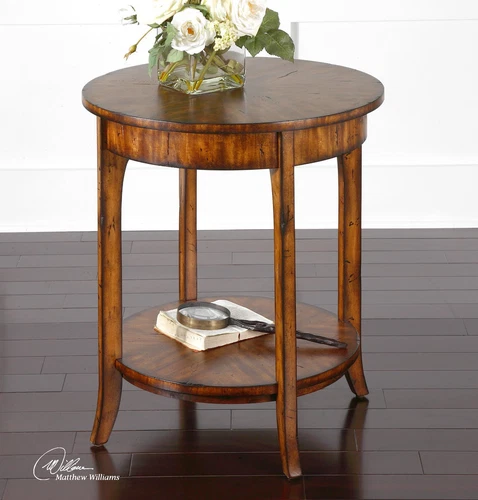 Carmel Casual Lamp Table with Distressed Primavera Veneer Uttermost 24228 - Picture 2 of 5