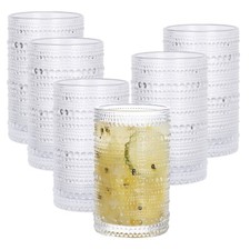 Set of 6 Dotted Drinking Glasses with Gold Rim, Tumblers for Cocktail Hot Cold