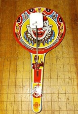 Vintage Tin Noise Maker Rattle U.S. METAL TOY MFG. CLOWN FACE