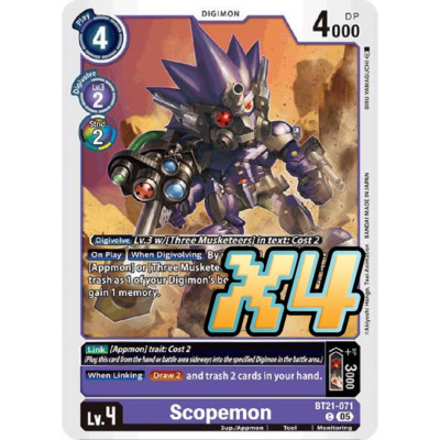 4X Scopemon BT21-071 Common World Convergence NM Digimon Card Game