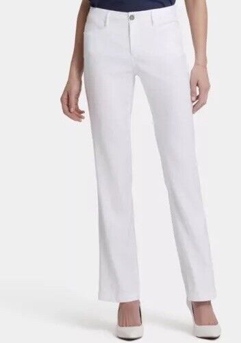 NYDJ Women’s High Rise Trouser Dress Pants Stretch Linen Plus Size 16 White NWT