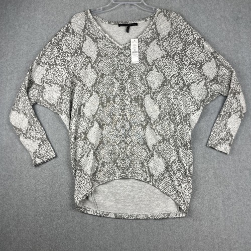 White House Black Market Shirt Womens XS Gray Snit Dolman Tunic Stretch NWT $89