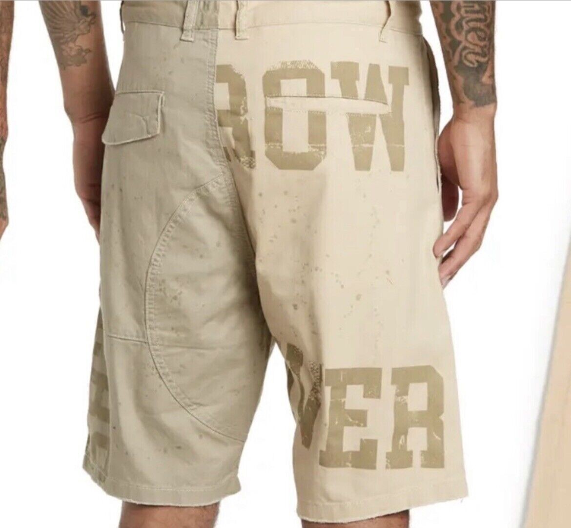 FILA Pantaloncini corti da uomo Strivers Row kaki logo Bill Board taglia 38"W ~ NUOVI