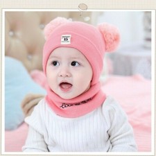 Toddler Kids Girl Boy Baby Winter Crochet Knit Hat Beanie Cap With Scarf