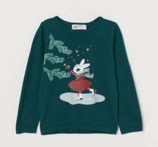 Fine-Knit Cotton Sweatshirt H M 5T/6 Green New With Tags
