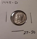 1945-D Mercury Dime 10c Denver Mint 90% Silver (#27-50) Winged Cap