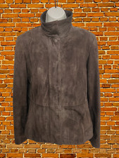 Womens J F W Size Uk 14 M Chocolate Brown Nubuck Leather High Neck Jacket Coat