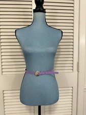 Vintage 1980's Purple Patent Leather Skinny New Wave Seashell Belt Buckle 31.5"