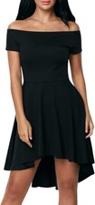 Off Shoulder Ruffle Maxi Dress Asymmetrical Hem Sexy Cocktail Hi Low
