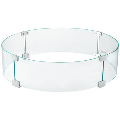 Fire Pit Wind Guard Tempered Glass Flame Guard 23x8 In 0.24 In Thick