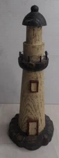 Vintage Nautical Lighthouse Solid Wood Décor 10" High x 3-3/4" Wide Painted