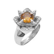 925 Sterling Silver Ring Natural Citrine Amethyst Lemon Smoky Rose Quartz