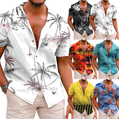 Hawaiian Shirts Men's Soft Summer Casual Beach Button-Down Cruise Holiday Party