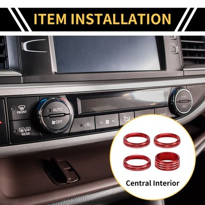 Audio Scheinwerfer CD Schalter Knopf Kappe Ring für Jeep Gladiator JT 18-21 Rot