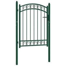 Fence Gate with Arched Top Steel Entrance Gate Green/Black Multi Sizes vidaXL