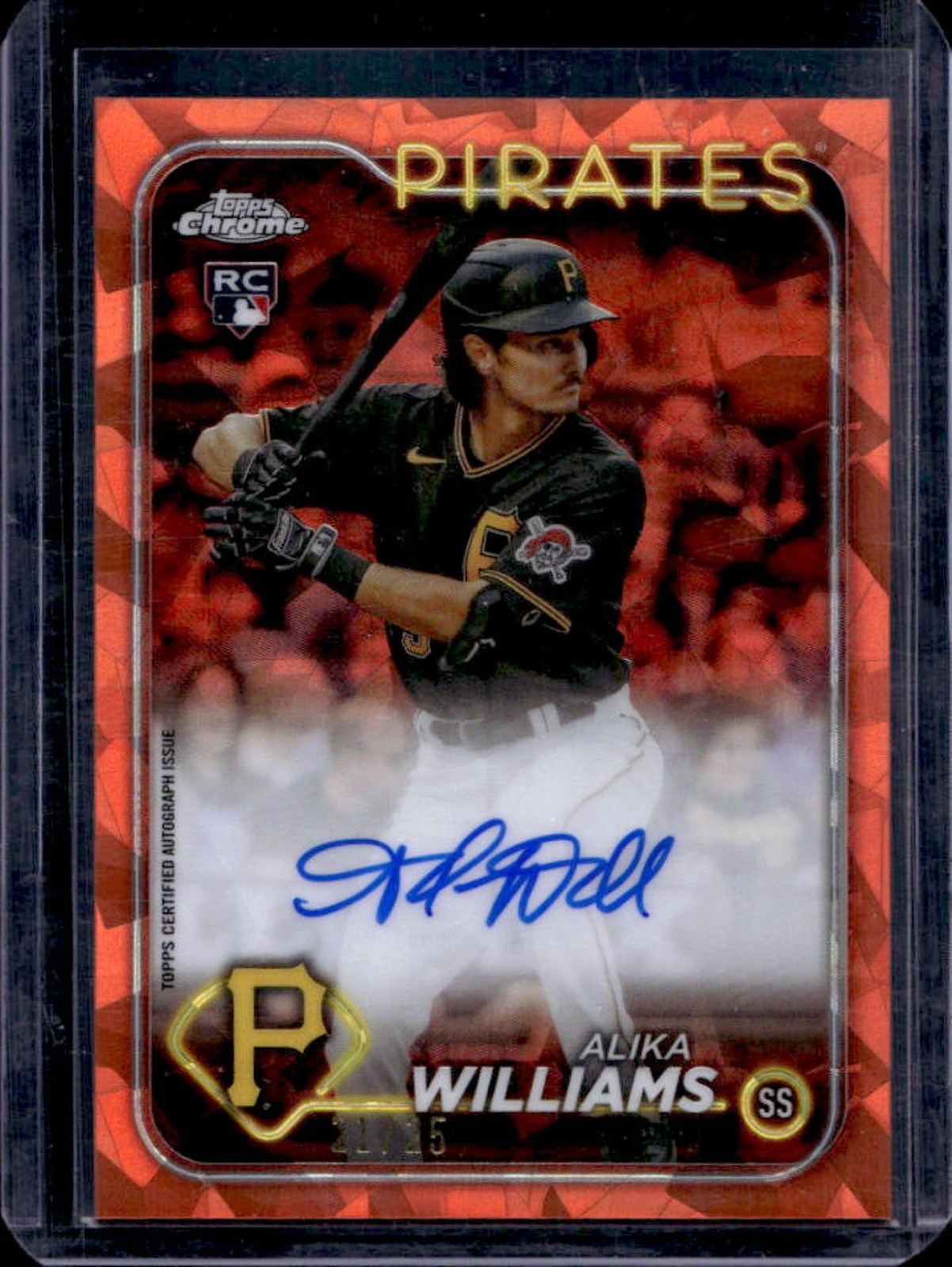 2024 Topps Chrome Sapphire Alika Williams Auto RC Orange Refractor #/25 Pirates
