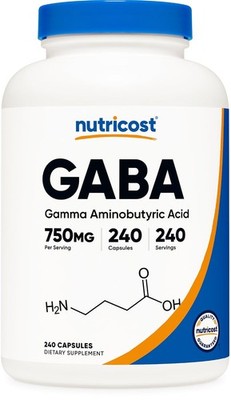 Nutricost GABA (Gamma Aminobutyric Acid) 750mg, 240 Capsules | GMO-Free, Gluten
