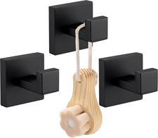 Black Towel Hooks for Bathroom, Robe Hooks Matte Black Coat Hooks, Heavy Duty Sq
