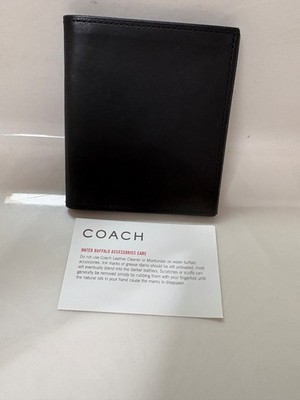 NWOT COACH Vintage water buffalo slim billfold ID men wallet leather black #4691