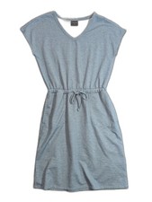 32 Degrees Cool Drawstring T Shirt Dress Womens XS Blue Short Sleeve w/Pockets