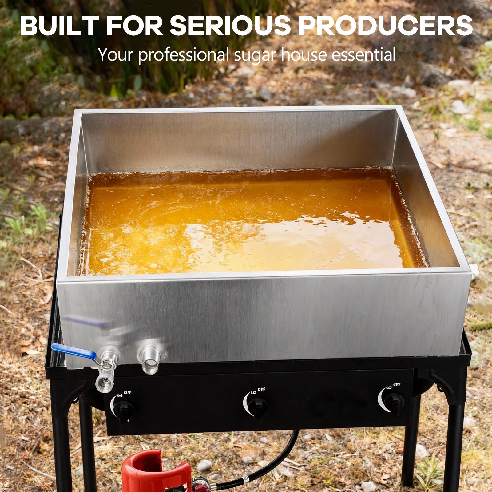 Marada Maple Syrup Evaporator Pan 304 Stainless Steel with a Valve Two Interface