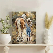 Boots & Hat Horse Framed Canvas Stretched Ready to Hang 50x40 Home decor Gift