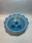 Vintage Blue Milk Glass Footed Dish 1929’s-1940’s Beautiful Floral Design