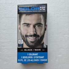 Color for Him Brush-In Gel Hair Dye Black for Beard Mustache Sideburns 0.5oz