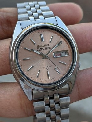Seiko 5 ACTUS Automatic Light Brown Dial 7009 Day/Date Vintage Men's Watch