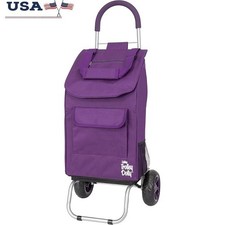 Folding Dolly Cart Lightweight Utility Heavy Duty Wheels 7 Storage Compartments