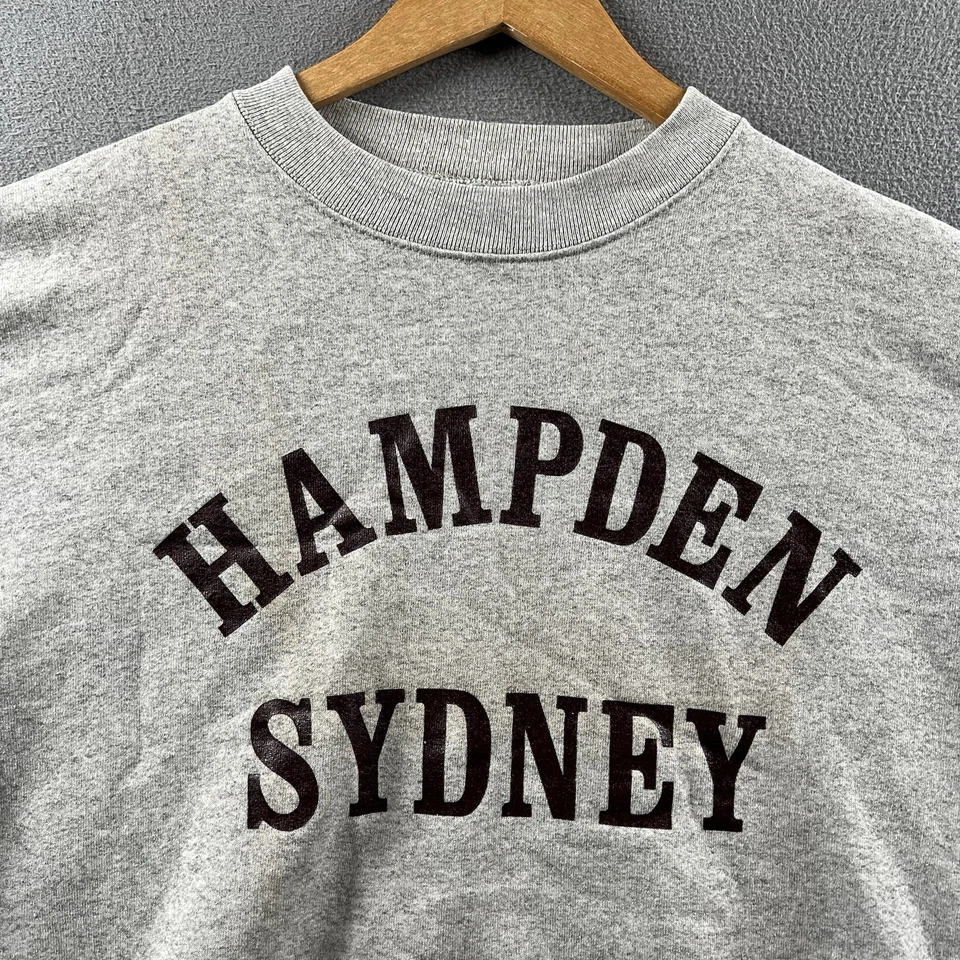Sudadera De Colección Hampden Sydney Adulto XL Gris Universitario Cuello Redondo Años 90 Hecha en EE. UU. Foto 4 de 4