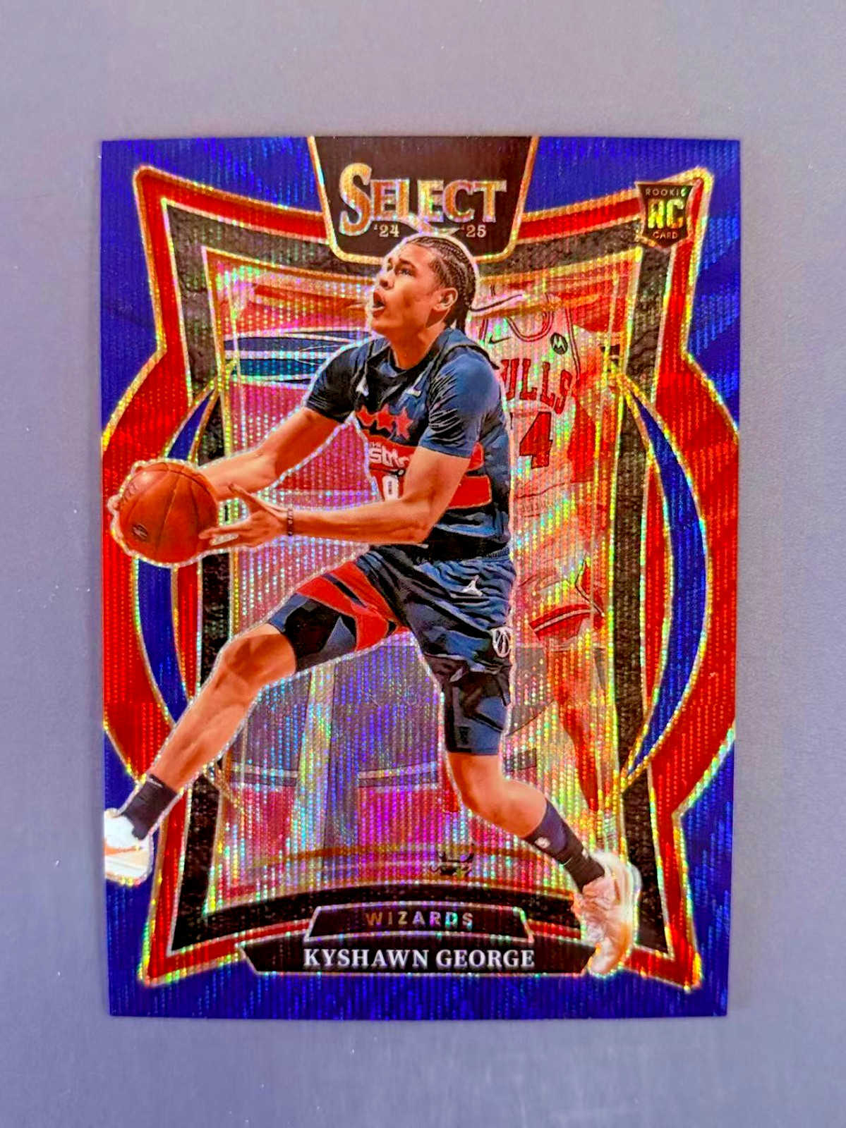 Kyshawn George 2024-25 Panini Select Concourse Blue Wave Prizm /75 RC #85