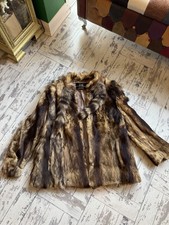 Rare Vintage Real Fur Coat With Raccoon Tails Front And Back