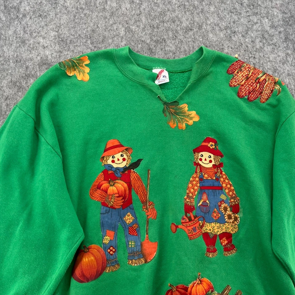 Sudadera Vintage Abuela Mujer XL Verde Espantapájaros Acción de Gracias Otoño Abuela Foto 4 de 4