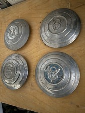 Set Of 4 Vintage V8 Logo Hub Caps Wheel Covers Barn Find Patina Antique Metal