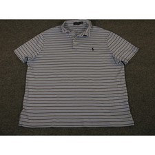 Polo Ralph Lauren Mens XL Blue Navy Striped Short Sleeve Cotton Polo Shirt 2285