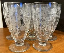 Rock Sharpe Ice Tea Glass 2011-1, 5 1/2” Tall x 3” Made in 1937! Set of 8 # 6363