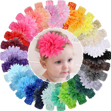 Willingtee 30Pcs Baby Girls Headbands Chiffon Flower Soft Stretchy Hair Band Hai