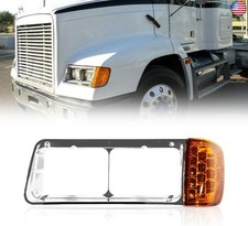 Headlight Bezel with LED Turn Signal Assembly Compatible With Freightliner FLD