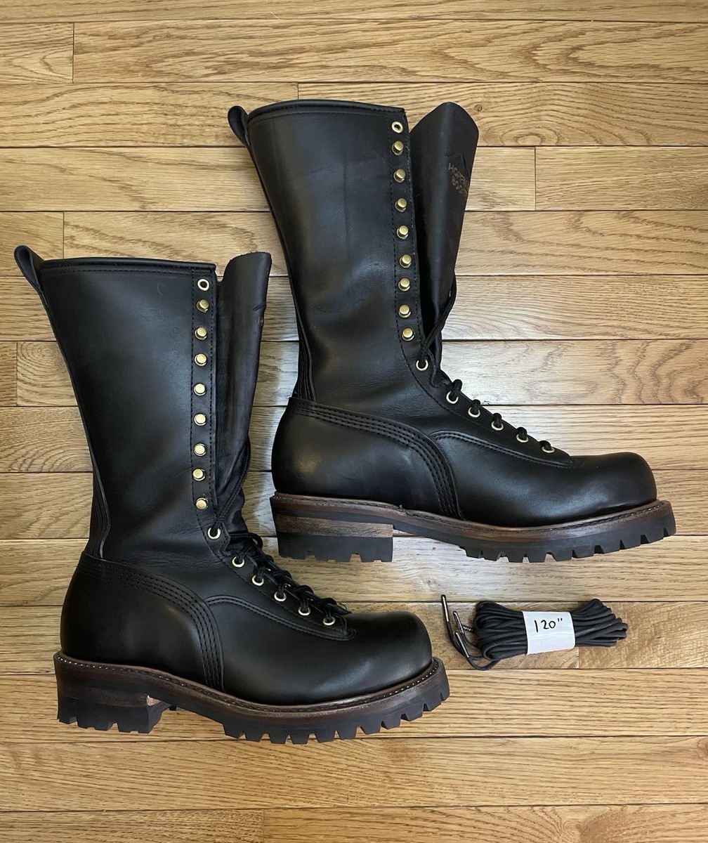 Hoffman Boots Lineman Men's 9.5 E Black Leather Steel Toe Safety