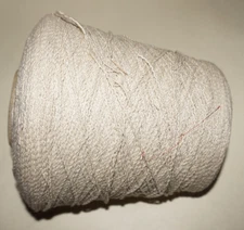 1lb.5oz Cone, Unbranded, Ecru, Plied Cotton/Rayon, Machine/Hand Knitting Yarn