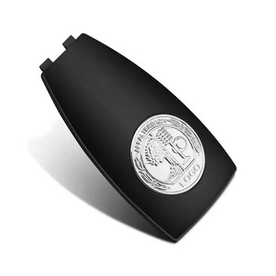 Custodia Portachiavi Mercedes In Lega Di Zinco E Pelle – Modelli E/S/CLA/GLA/GLK 2017-2020 (Argento/Blu)