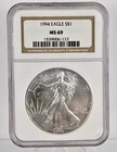 1994 American Silver Eagle $1 Dollar Coin One Troy Ounce 0.999 Fine NGC MS69