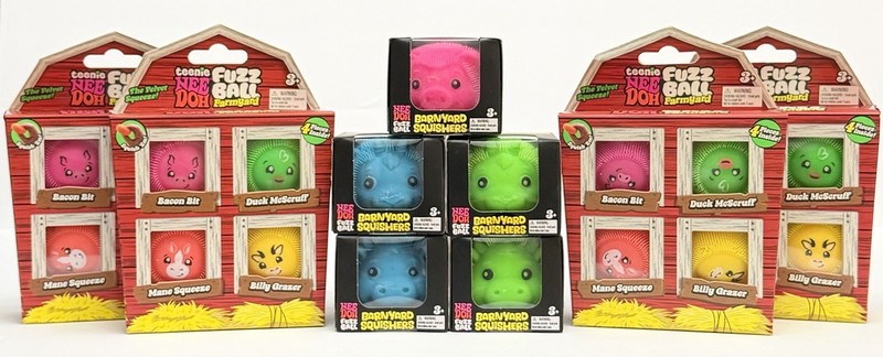 LOT OF 9!! NeeDoh Fuzz Ball Barnyard Squishers & Teenie Fuzz Ball Farmyard